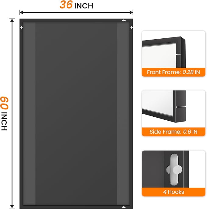 Bathroom Vanity Mirror for Wall, HD Shatterproof Glass, Hangs Horizontally or - Image 7