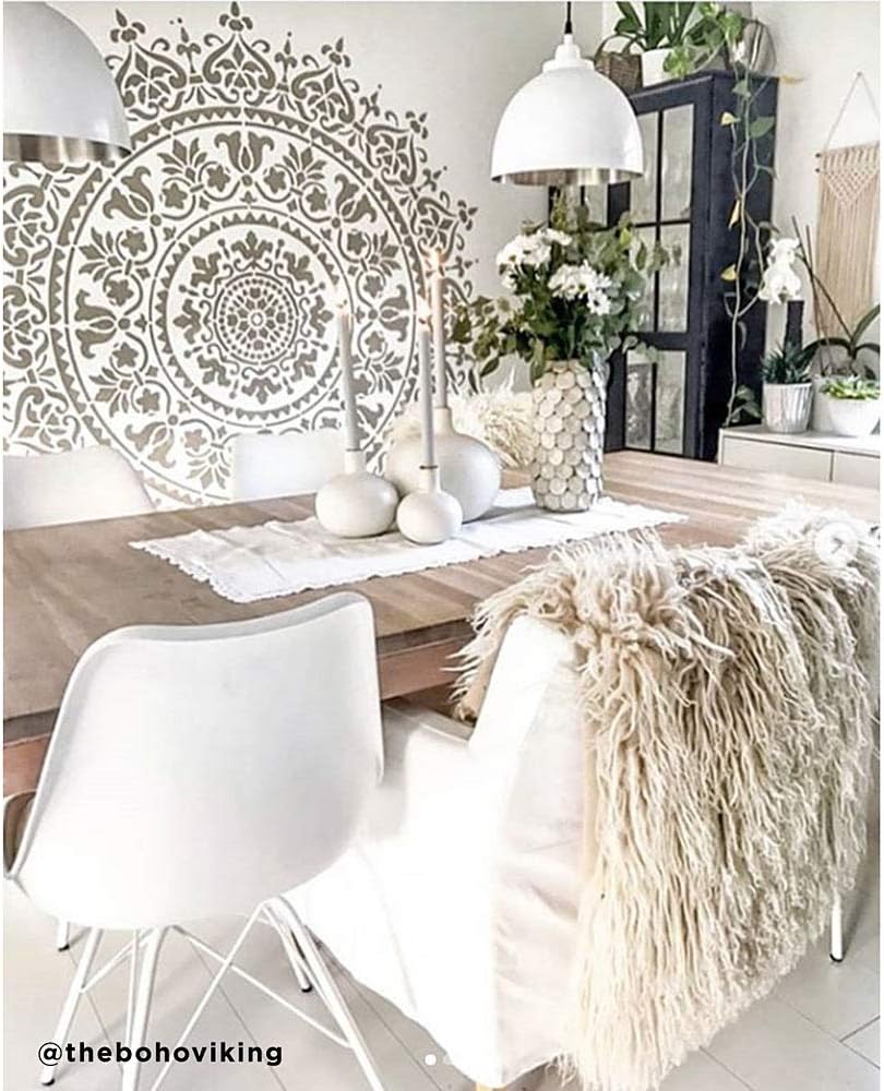 36" Large Mandala Stencil - Reusable Prosperity Mandala Stencil for Painting Walls, Wood, Furniture - DIY Art for Home Decor - Cutting Edge Stencils
