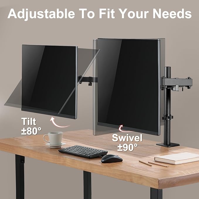 Dual Monitor Desk Mount Easily Set Up，Fully Adjustable Monitor Mount - Image 3