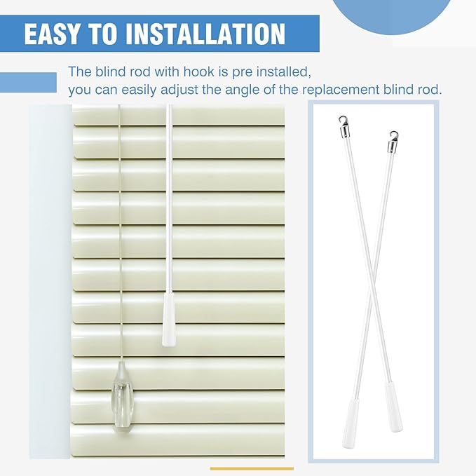 Bokon 2 Pieces White Fiberglass Blind Wand Vertical Blinds Stick Replacement - Image 5