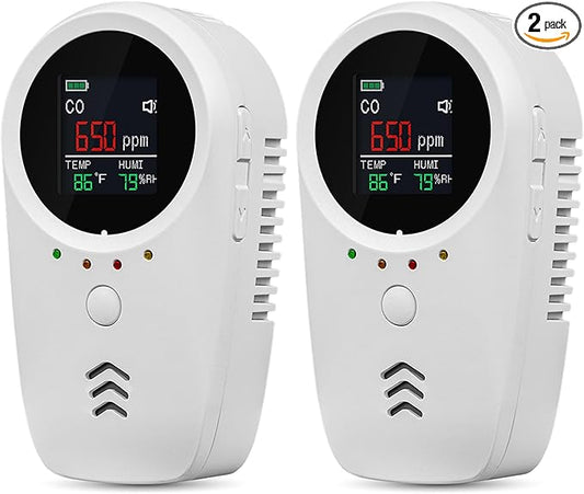 2PCS 5-in-1 Rechargeable Carbon Monoxide & Natural Gas Detectors by Unknown