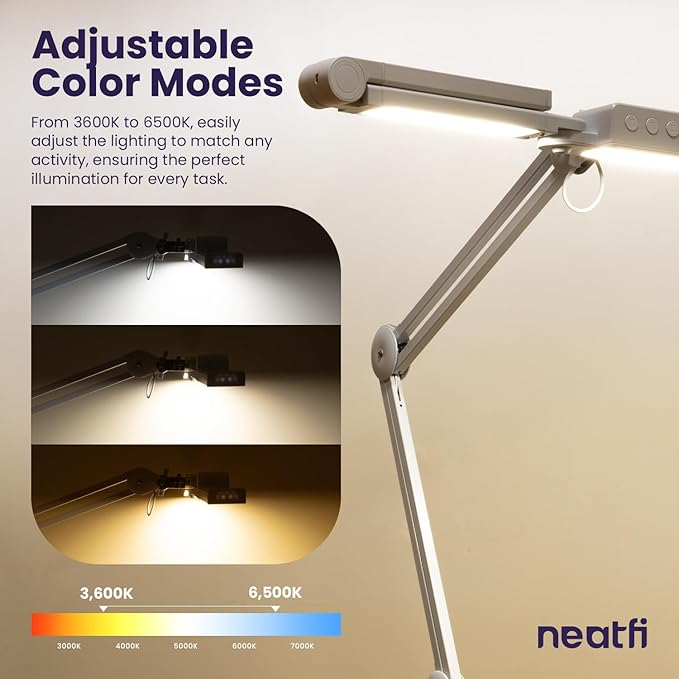 Neatfi 3, 000 Lumens LED Desk Lamp, 360 SMD LEDs, CRI 95, Adjustable Light Modes - Image 5