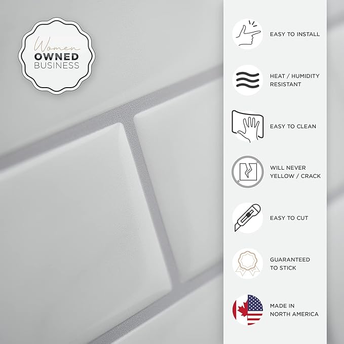 SMART TILES Peel and Stick Backsplash- 10 Sheets of 10.95" x 9.70" - Image 5