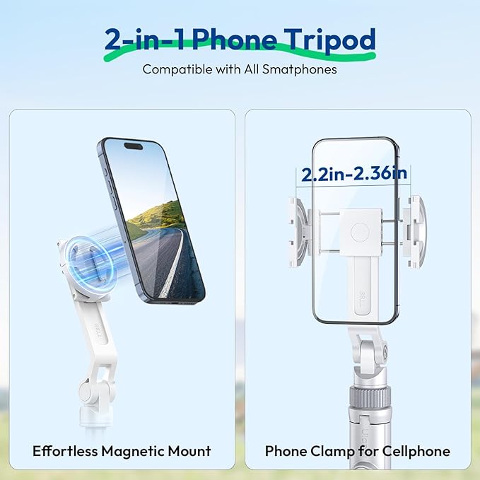 ULANZI TT88 Magnetic Tripod for iPhone 17, 2-in-1 Phone Clip & Dual Cold Shoe - Image 2