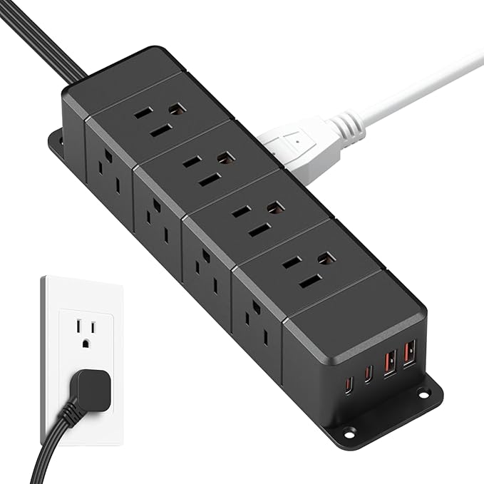 45W USB-C Fast Charging Under Desk Power Strip, 12 Outlet Mountable Power Strip by ANNQUAN