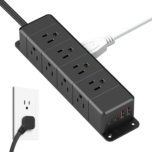 45W USB-C Fast Charging Under Desk Power Strip, 12 Outlet Mountable Power Strip by ANNQUAN