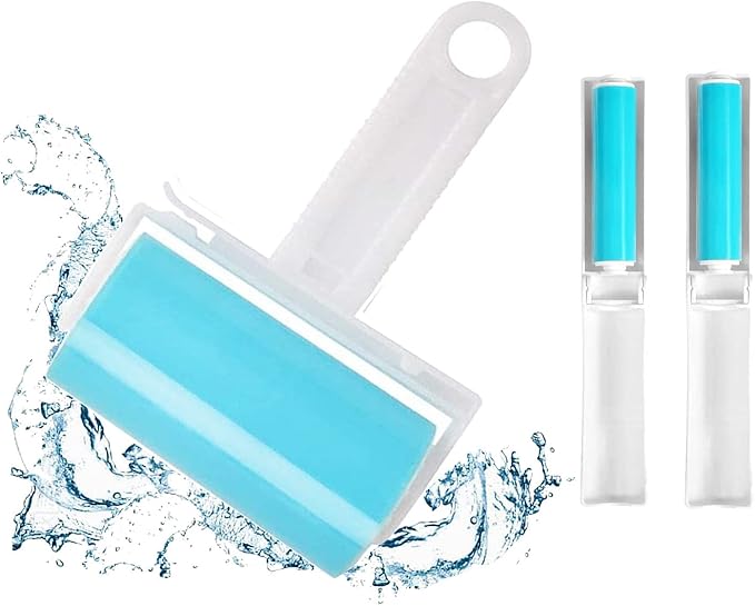 Sticky Lint Roller 3 Pack, Reusable Washable Lint Roller Pet Hair Remover by NUOBUT