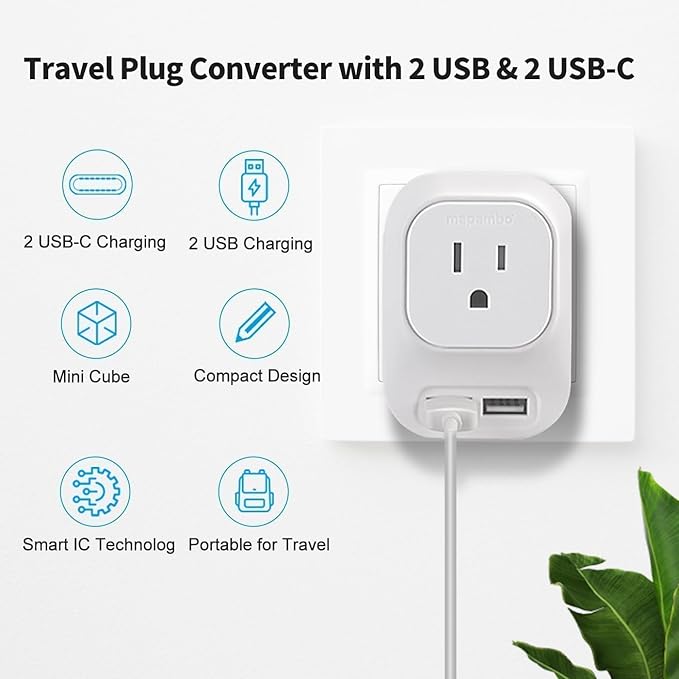 Mapambo Voltage Converter US to Europe Travel: International Universal Travel - Image 4