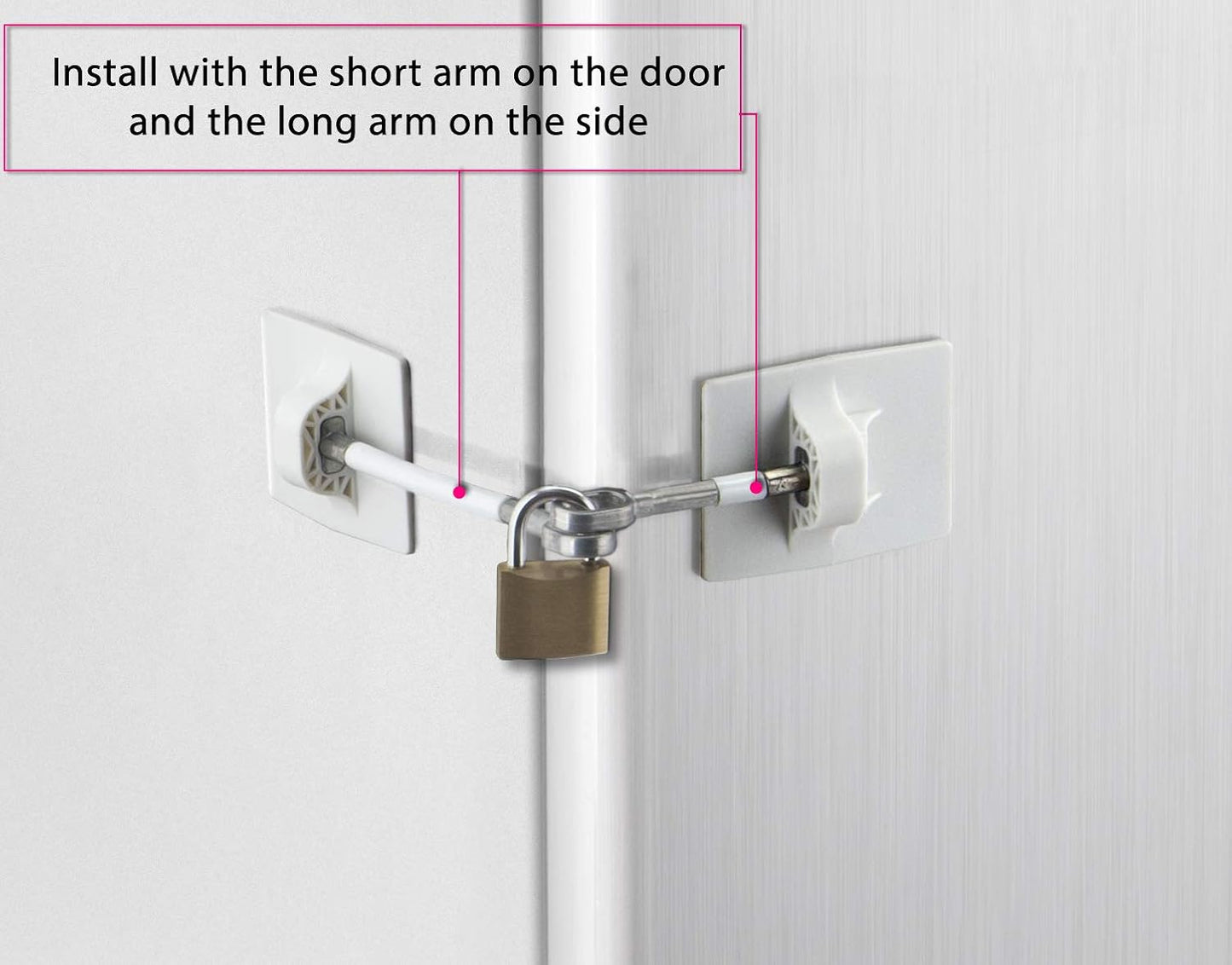 Refrigerator Door Lock with Padlock - White