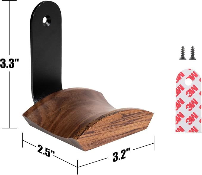 Mt.Jun Walnut Wood Headphone Wall Mount Holder, - Image 6