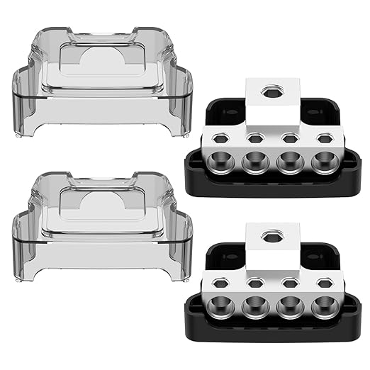 Distribution Block Car Audio, Malictele 4 Way 1x0/2/4 Gauge In 4x4/8 Gauge Out by Malictele