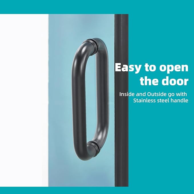 Pivot Swing Shower Door, Adjustable Width 40" W x 74" H Semi-Frameless Shower - Image 6