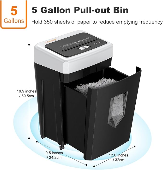 Bonsaii 15-Sheet Office Paper Shredder, 40-Minute Home Office Heavy Duty - Image 3