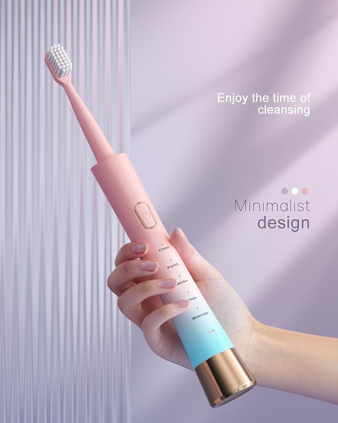 AJELU Pink & Blue Gradient Rechargeable Sonic Electric Toothbrush - Image 7
