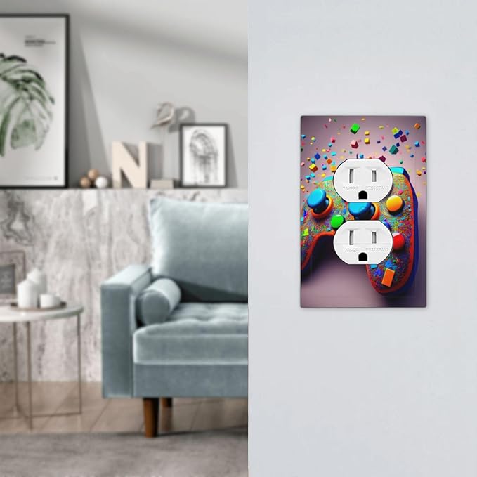 Bvtewkhz Videos Game Controller Duplex Outlet Decorative Light Switch Covers - Image 6