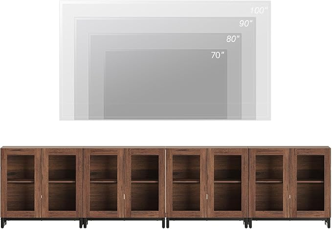 WAMPAT Modern TV Stand with Glass Doors - Image 4