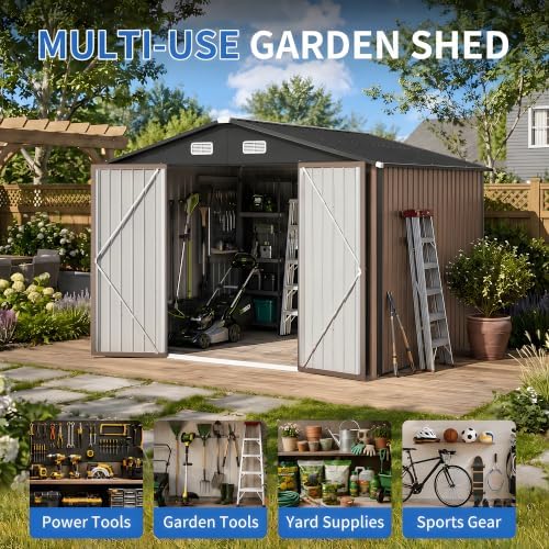 10x8 ft outdoor storage shed, metal garden shed, package contents