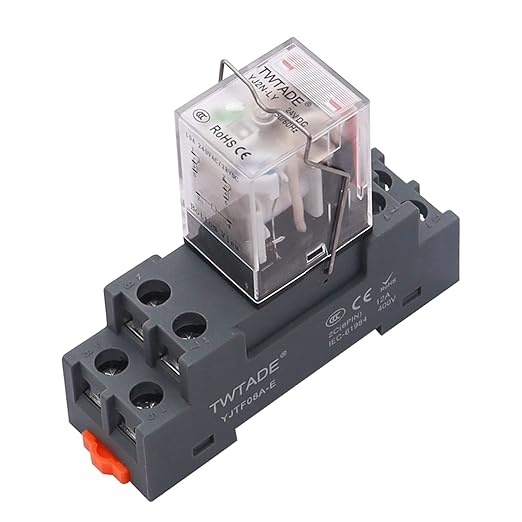 TWTADE/DC 24V Relay 10A Electromagnetic Power Coil Relay 8 Pins DPDT 2NO+2NC by TWTADE