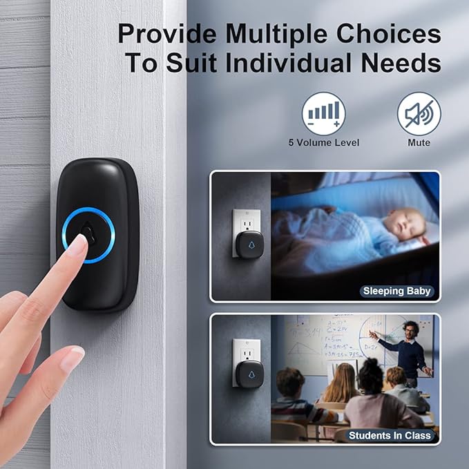 SECRUI Wireless Doorbell with 2 Receivers 2 Push Buttons, Easy installation - Image 7