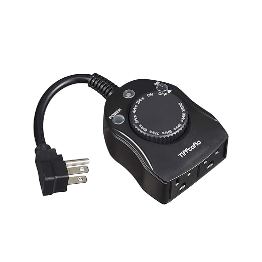 TiFFCOFiO Outdoor Timer Outlet, Dusk to Dawn Light Sensor Timer Weatherproof by TiFFCOFiO