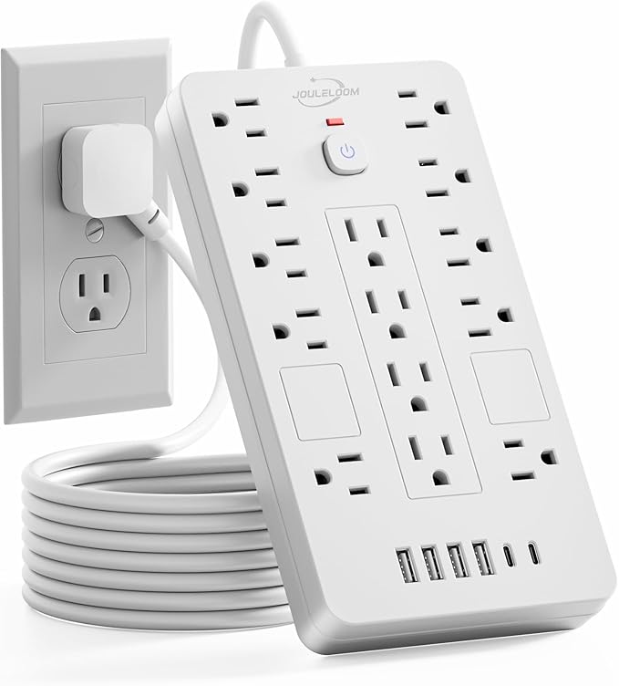 JouleLoom Surge Protector Power Strip-14 Outlets and 6 USB Ports, 6 Feet Flat by JouleLoom