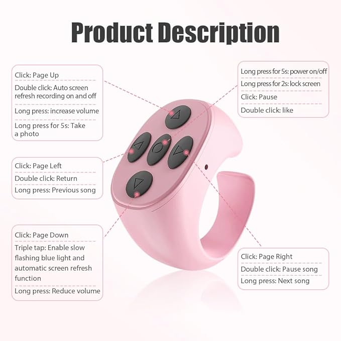 Fingertip Wireless Bluetooth Remote Control, 2026 New Bluetooth Ring Scroller - Image 4