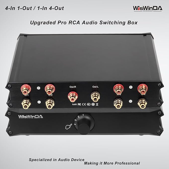 4-in 1-Out Pro RCA Audio Switch Box Audio Converter 4 Channels 1-in 4-Out HiFi - Image 2