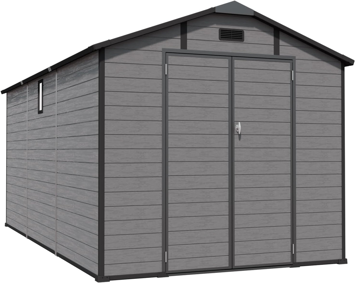 jt 8x14 ft resin storage shed, outdoor tool, main product view