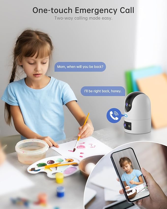 2K Indoor Cameras for Home Security, Dual-Lens Security Camera 360° PTZ for - Image 4