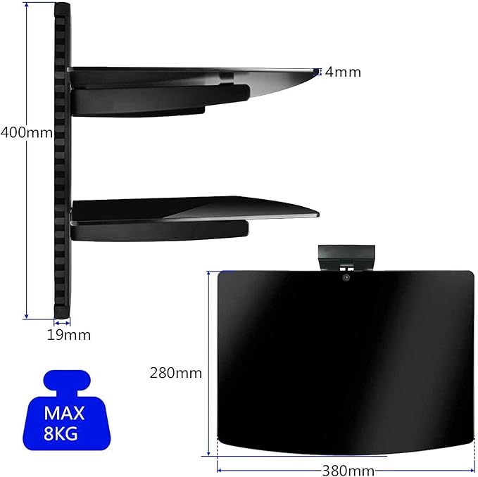 suptek Speaker Mount, Floating Glass Shelf Wall Mount Bracket - Image 3