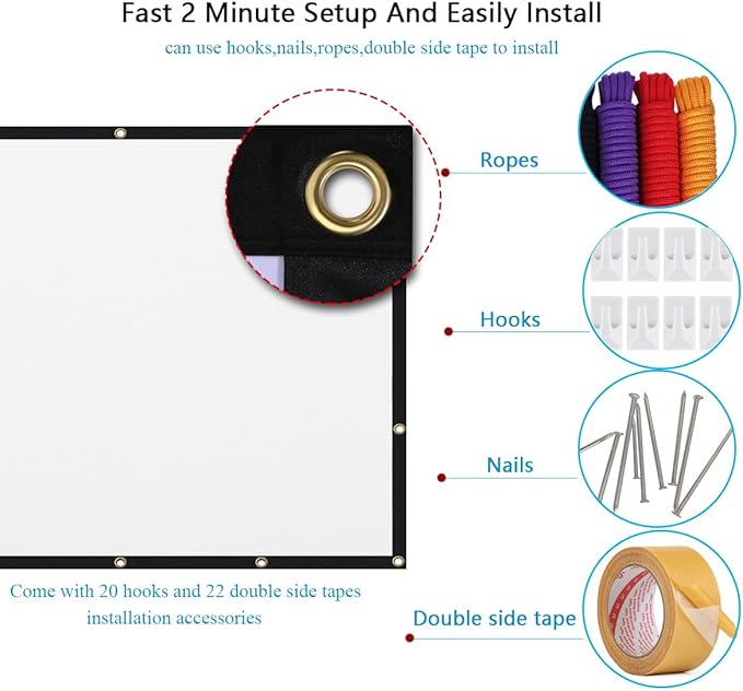Mdbebbron 150 inch Projection Screen 16:9 Foldable Anti-Crease Portable - Image 3