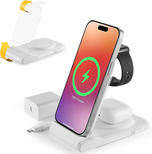 3 in 1 Charging Station for Multiple Devices, Travel Wireless Charging Station by PEFERIDA