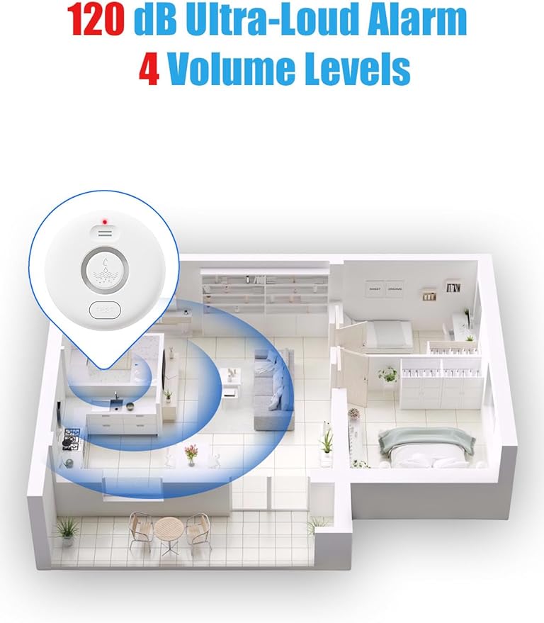 5 Pack Water Leak Alarm Detector, 120dB Loud Alert Water Sensor, IP66 Waterproof - Image 3