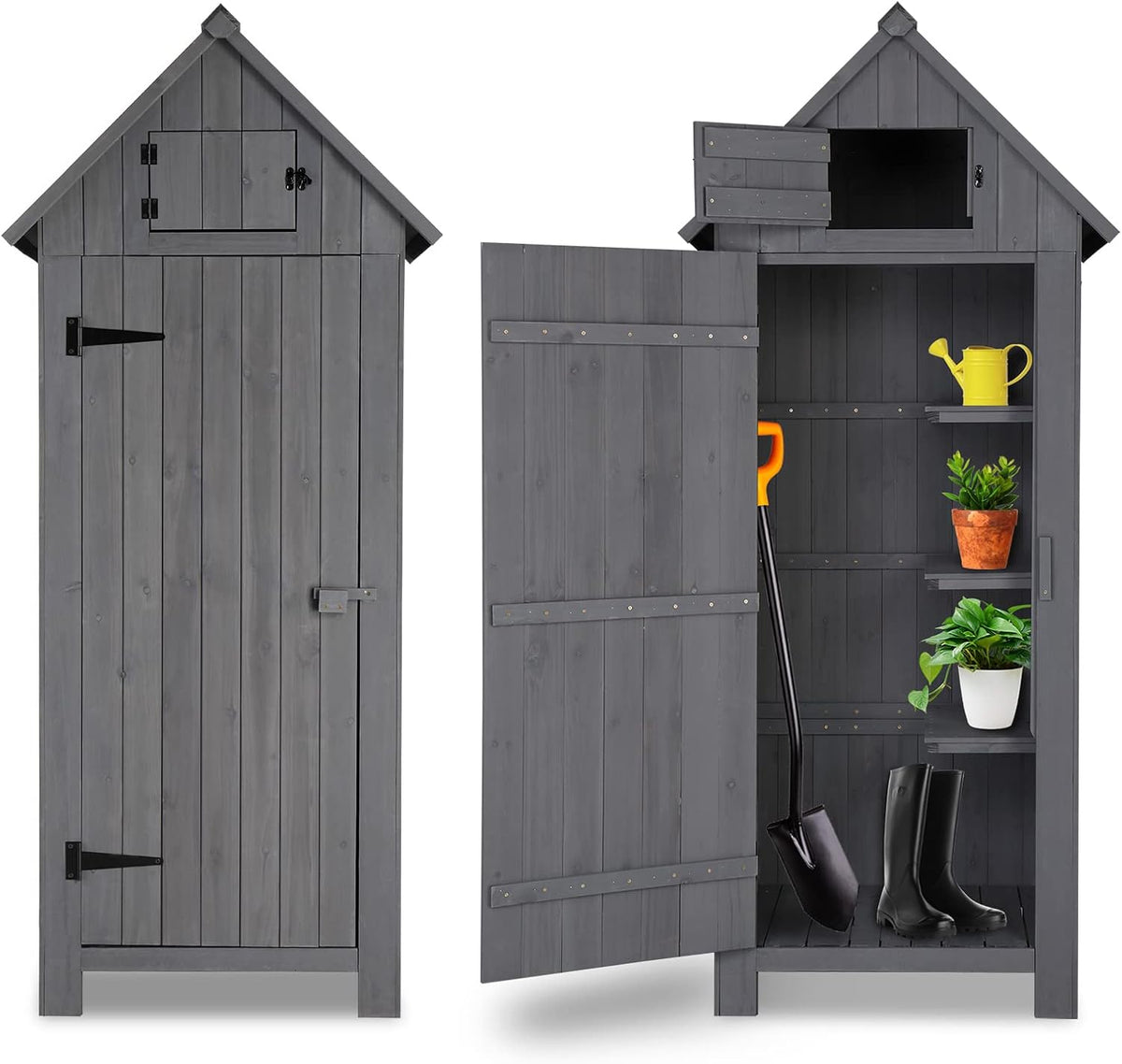 outvita outdoor storage shed, 70 inch, grey, main product view