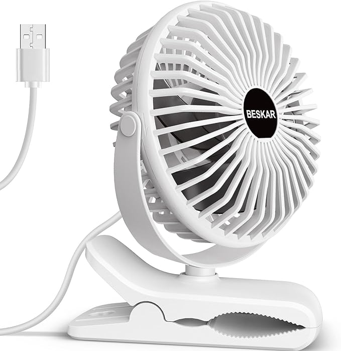 BESKAR Clip on Fan, 360° Rotation Quiet Stroller Fans by BESKAR