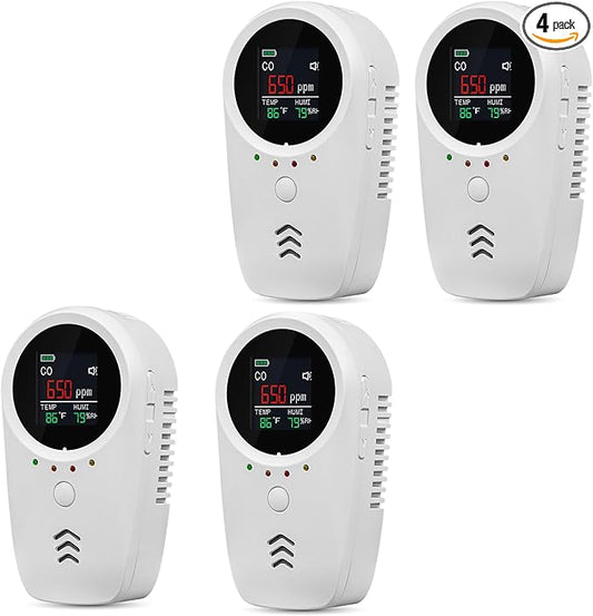 4PCS 5-in-1 Rechargeable Carbon Monoxide & Natural Gas Detectors by Unknown