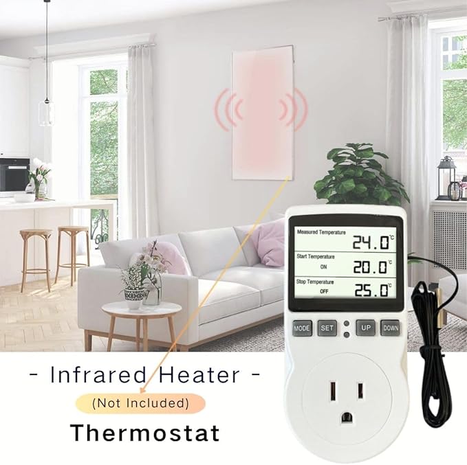 Plug in Thermostat Temperature Controller Electric Digital Thermostat Heating - Image 5
