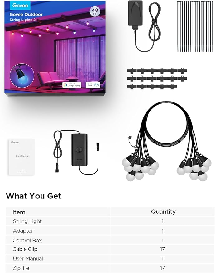 Govee Smart Outdoor String Lights 2, 48ft Outdoor Lights - Image 9