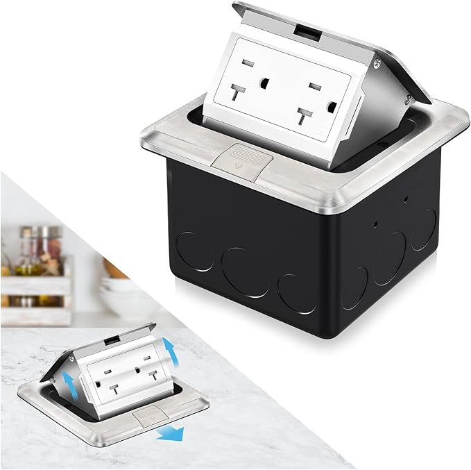 Vagueior Recessed Floor Electrical Outlet Kit, Waterproof Electrical Outlet by Vagueior
