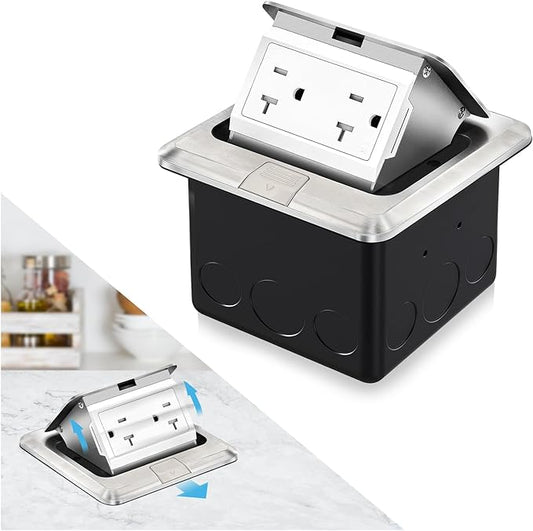 Vagueior Recessed Floor Electrical Outlet Kit, Waterproof Electrical Outlet by Vagueior