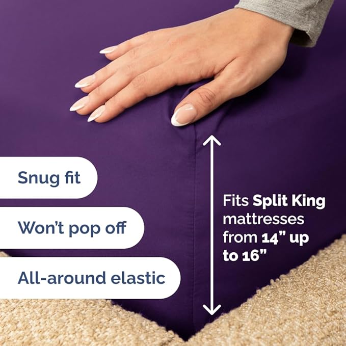 Split Head King Sheet Set – 4 Piece Flex Split Top King Sheets - Image 5