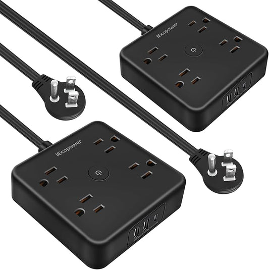 2 Pack Ultra Flat Plug Power Strip, Power Strips by iEcopower
