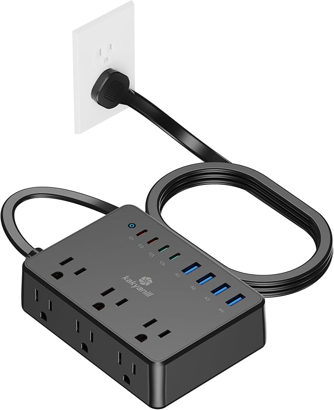 Kakyanill 100W Power Strip, 6 AC Outlets 8 USB Ports by kakyanill