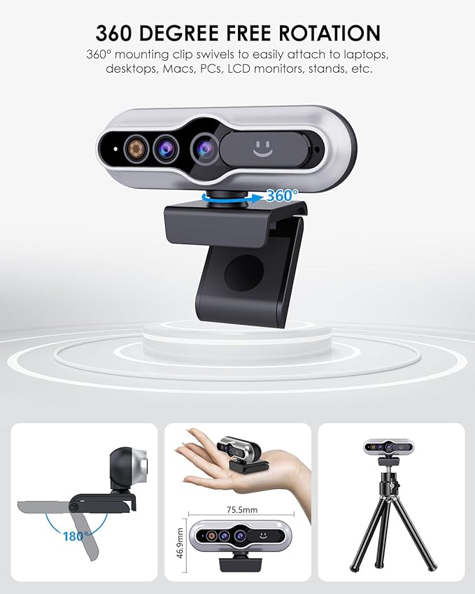 2K HD Webcam with Infrared Windows Hello Facial Recognition, Computer Camera - Image 6