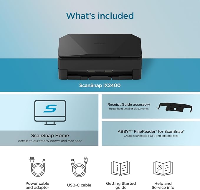 ScanSnap iX2400 High-Speed Simple One-Touch Button Color Document, Photo & - Image 6