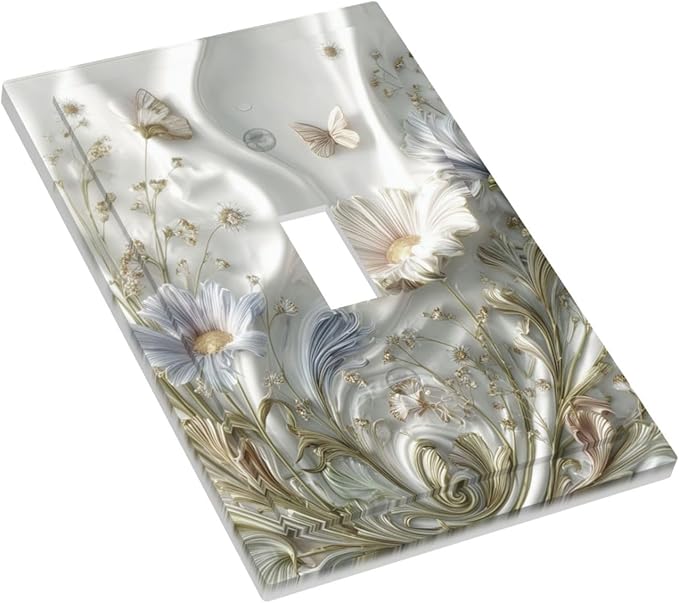 Bvtewkhz Boho Floral Wild Flower 1 Gang Single Toggle Decorative Light Switch - Image 3