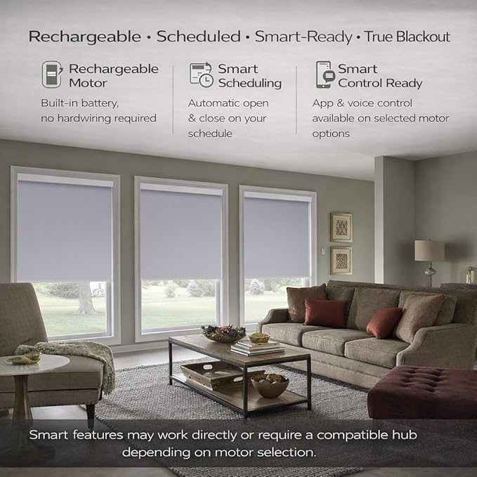 ZSHINE Motorized Blackout Window Blinds Customize Width Remote Control Wireless - Image 4