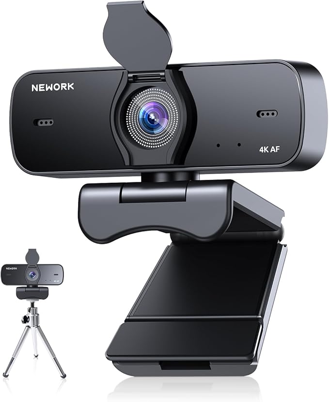 NEWORK 4K Webcam for PC with Sony Sensor, Auto Focus & Privacy Cover, Ultra HD by NEWORK