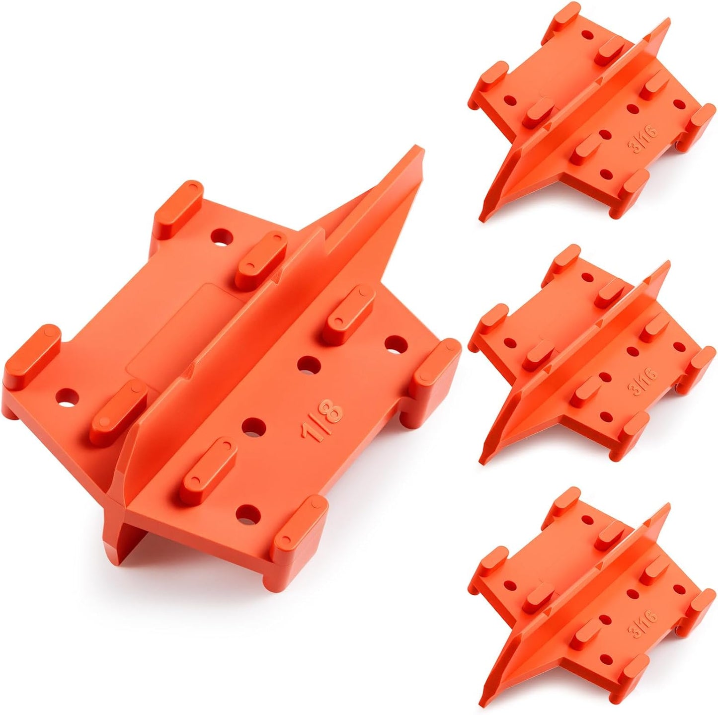 CroBlissful 4 Pcs Deck Spacers 1/8" and 3/16" Spacer Edges Deck Board Spacing Tool Orange for Pressure Treated, Composite, PVC, Plank, Hardwood Decking Tool