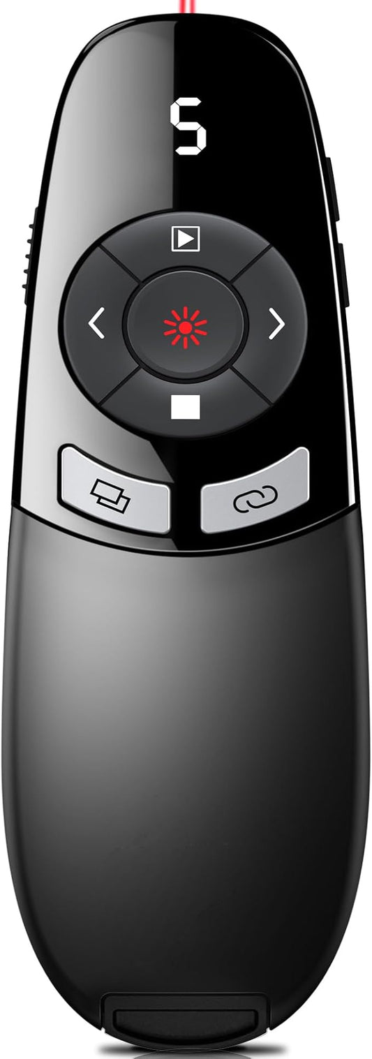 Wireless Presenter USB C Presentation Clicker Remote w Laser Pointer, Long by HEYLACOOLX